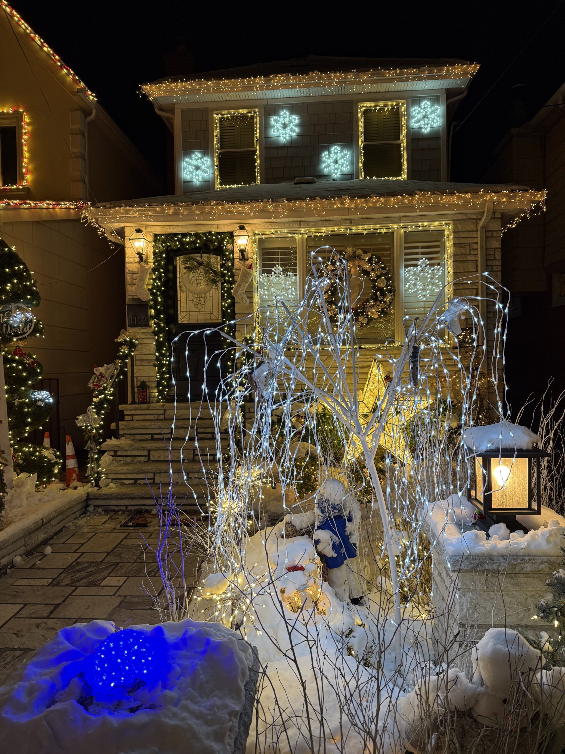 Brooklyn, New York — a house with a christmas tree and lights