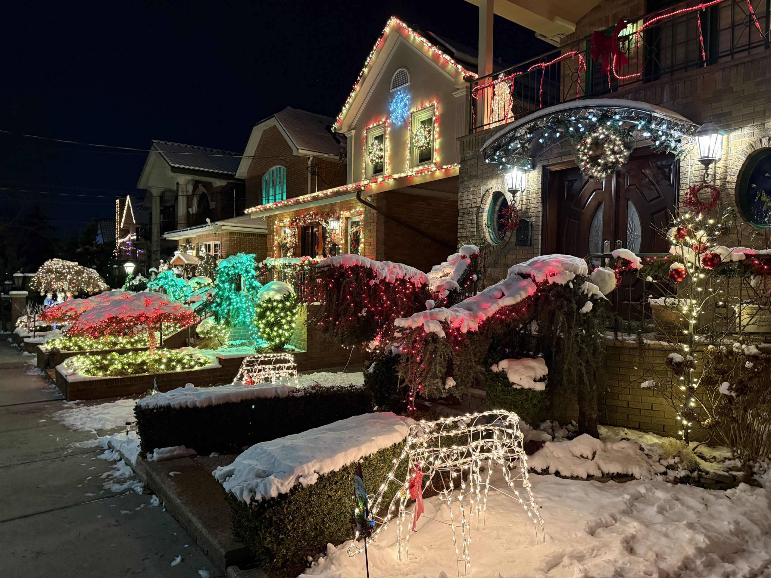 Brooklyn, New York — a house with christmas lights and decorations on the front