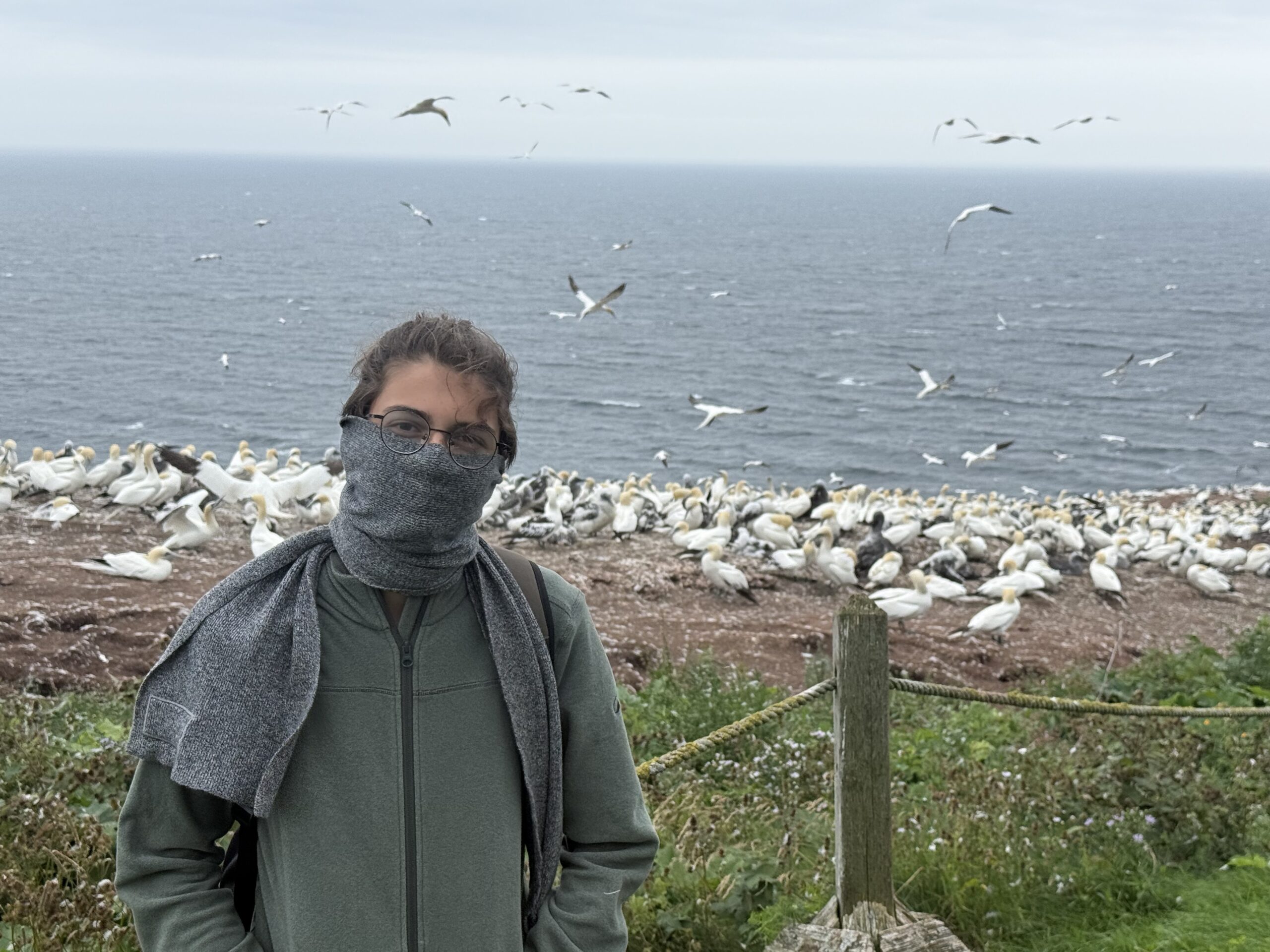 a woman wearing a scarf, Percé, Québec, Canada