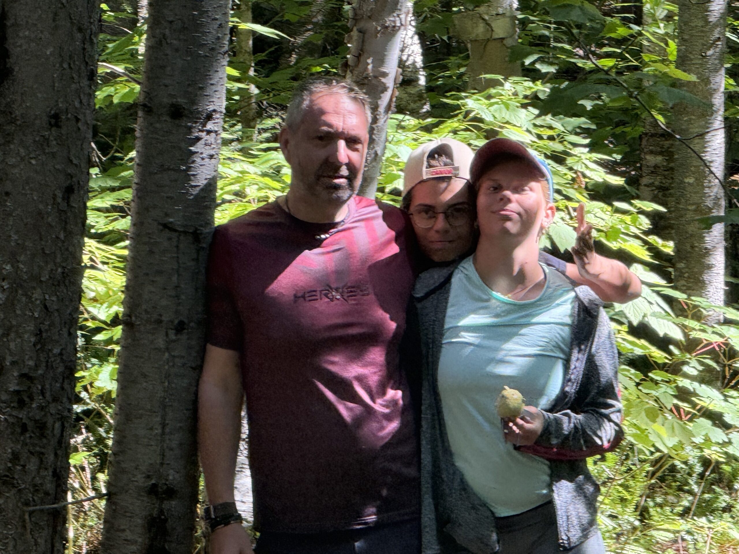 a man and woman standing in the woods, Port-Daniel, Québec, Canada