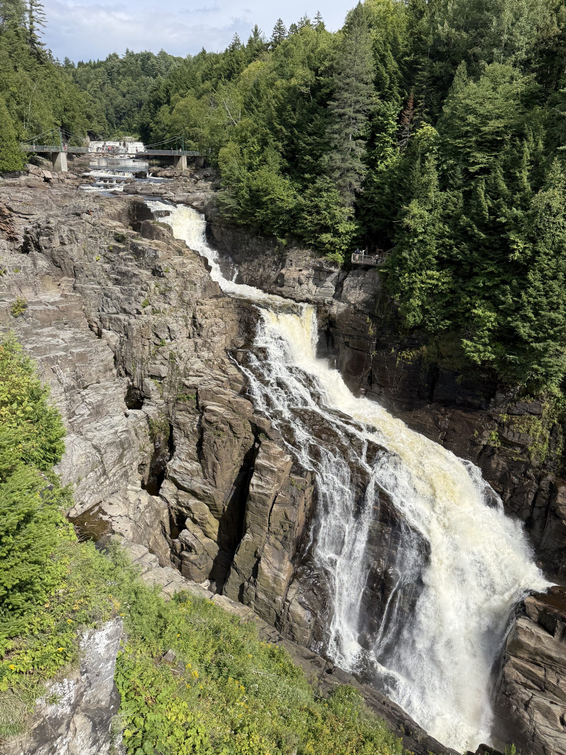 une cascade au milieu d'une forêt, Saint-Ferréol-les-Neiges, Québec, Canada