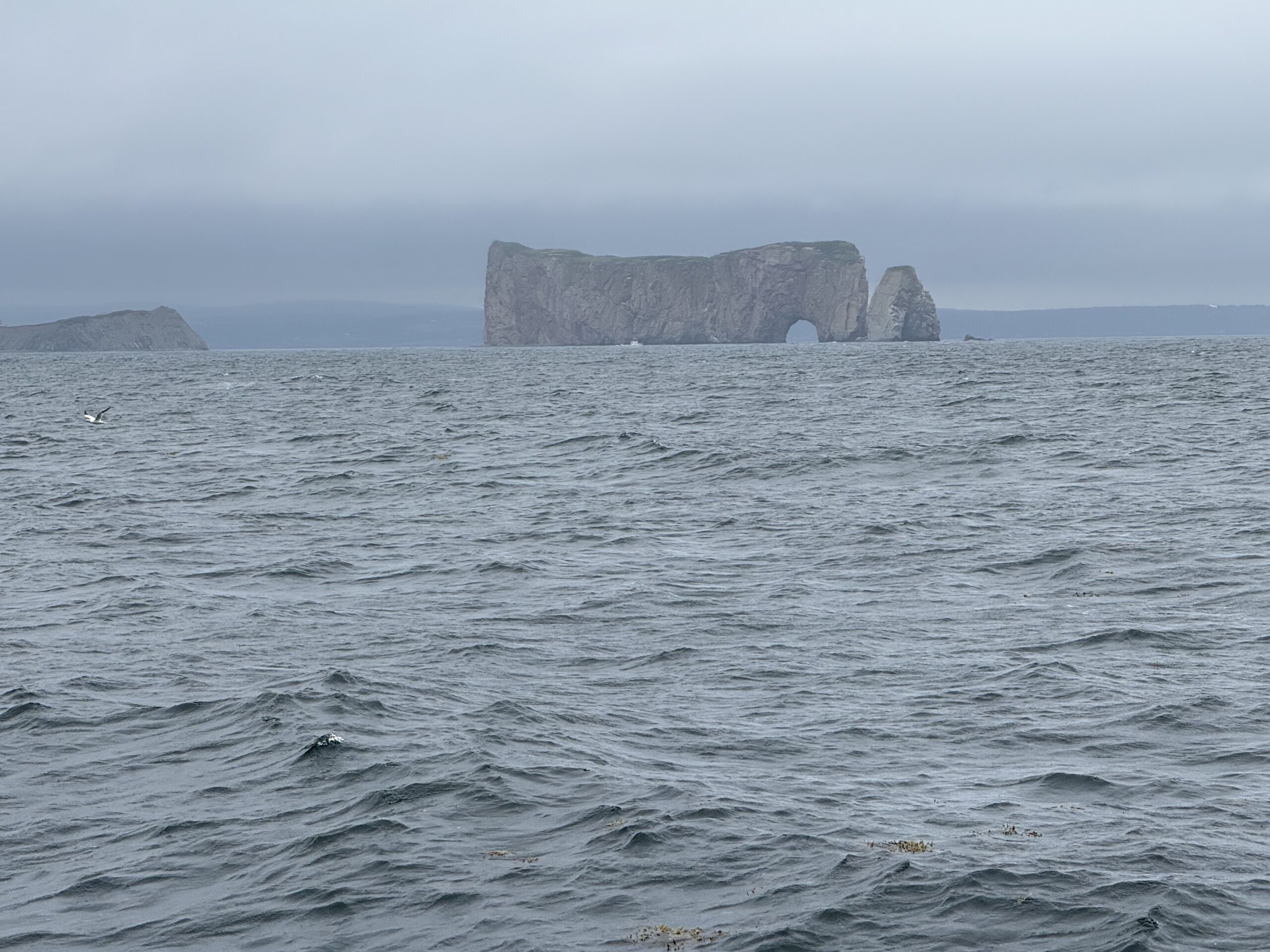 a boat is out in the open ocean, Québec, Canada