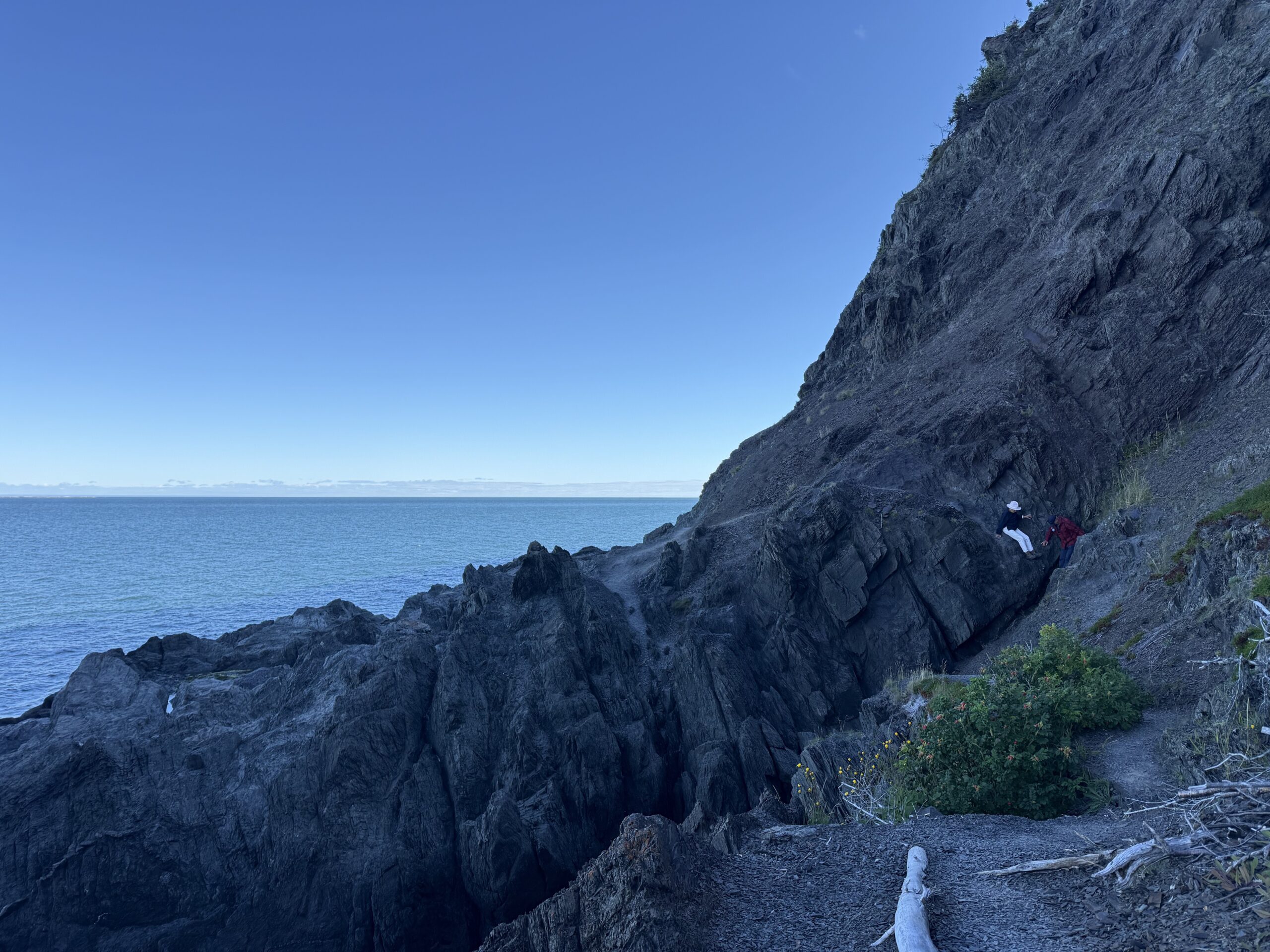 a person is walking up a steep hill, Rimouski, Québec, Canada