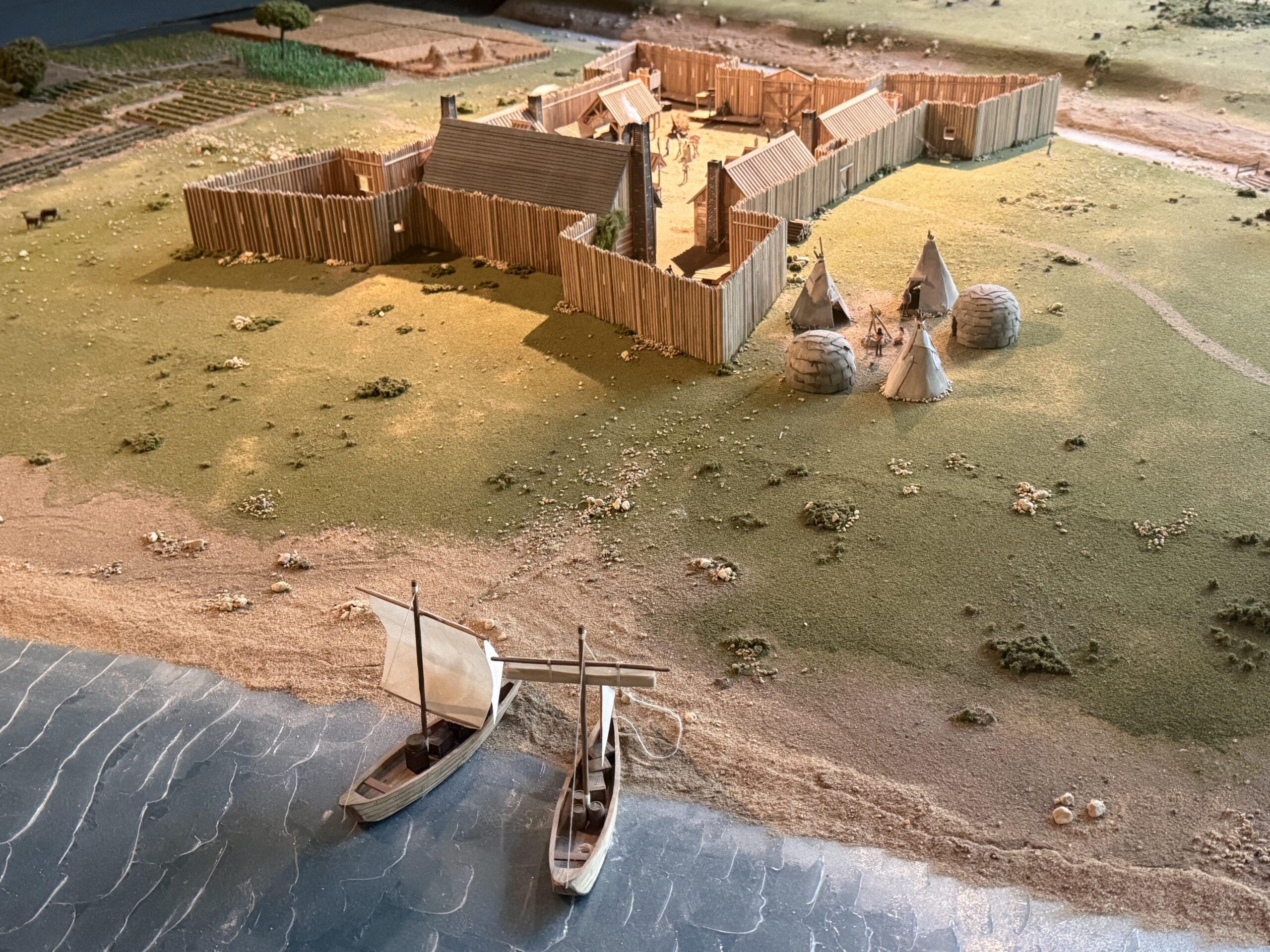 a model of a small town with a boat, Montréal, Québec, Canada
